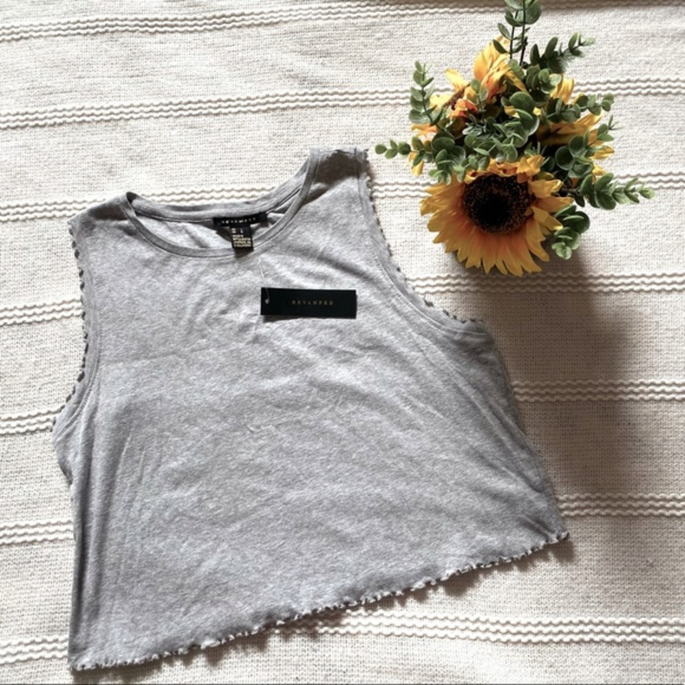 NWT REVAMPED GRAY CROP TANK | SZ L